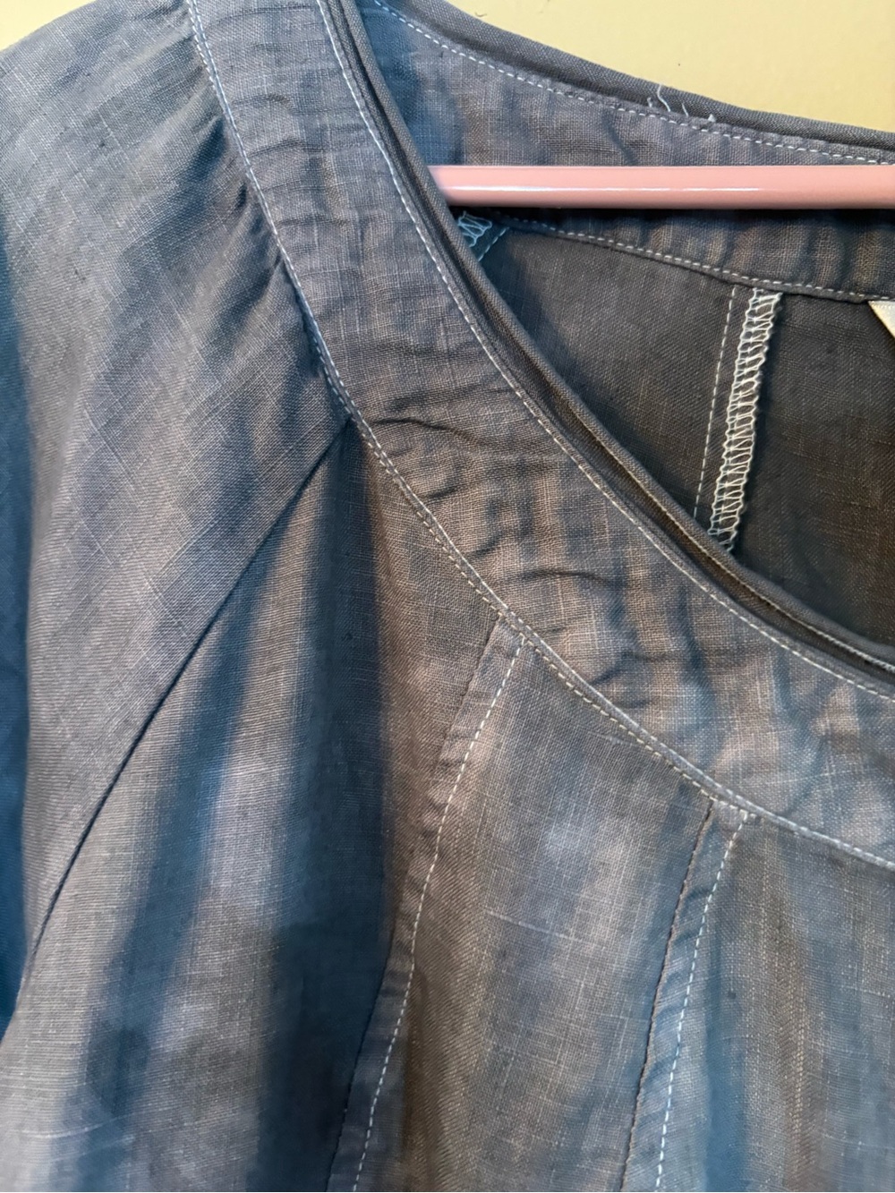 100% Linen Washed Tonal Gray Button-Front - Picture 4 of 9